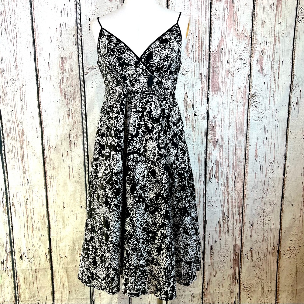 Anthropologie Lapis Fit & Flare Floral Cotton Spaghetti Strap Dress SMALL EUC